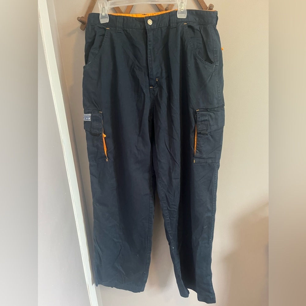 Vintage 90s Ripzone cargo pants navy blue and orange streetwear men’s 36 wideleg
